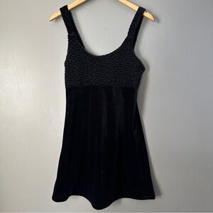 Up front textured velvet a line mini dress